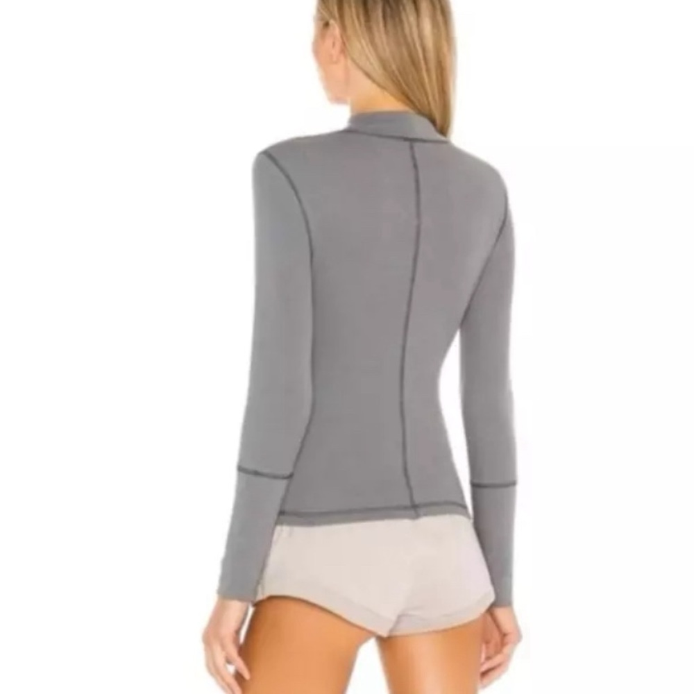 Free People Mock Neck Top Rickie Long Sleeve Grey Haze Size XS Grunge Layering - Picture 4 of 12